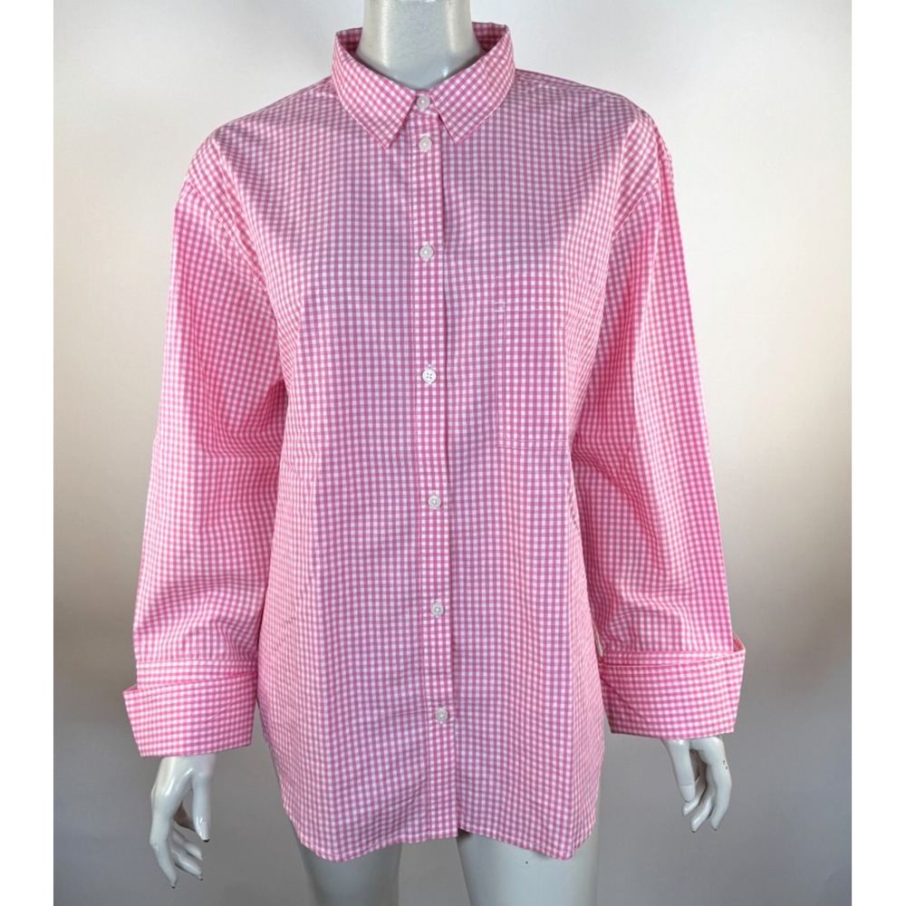 J Crew Organic Cotton Garçon Shirt Women 16 NWOT Poplin Long Sleeve Gingham